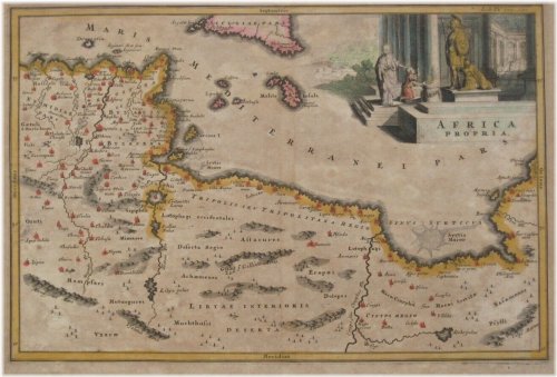 Cellarius Map of Libya, Tunisia, and Malta with Gulf of Sidra and Jerba