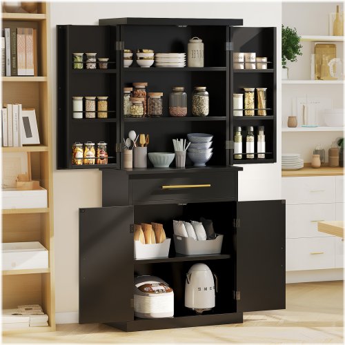 Black Kitchen Pantry Storage Cabinet