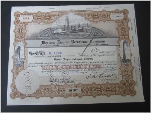 Western Empire Petroleum Co. Vintage Stock Certificate from Utah