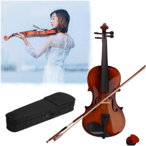 Natural Tone Full-Size Violin Set with Case and Bow