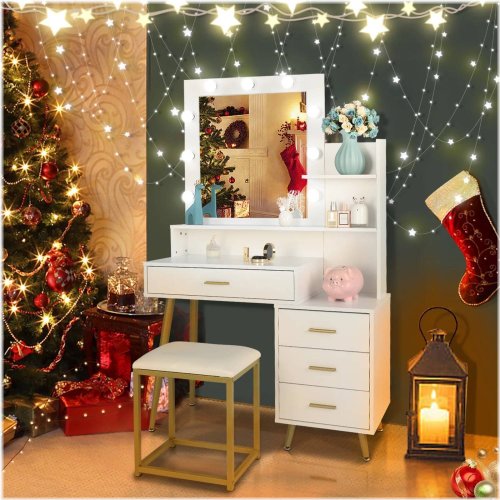 Glowing Reflections 4-Drawer Vanity Desk