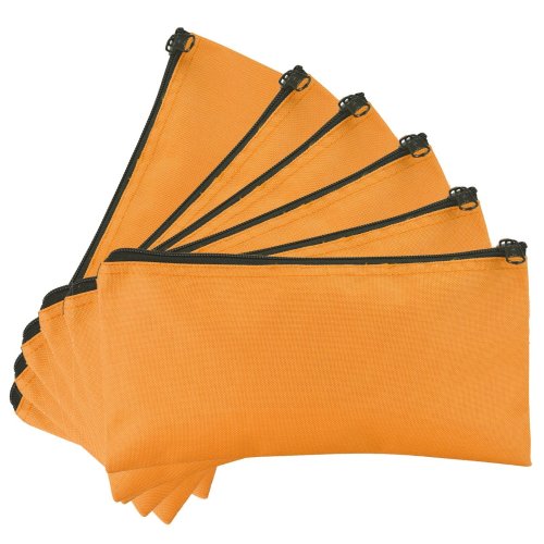 Orange Zipper Deposit Bags by DALIX (6 Pack)