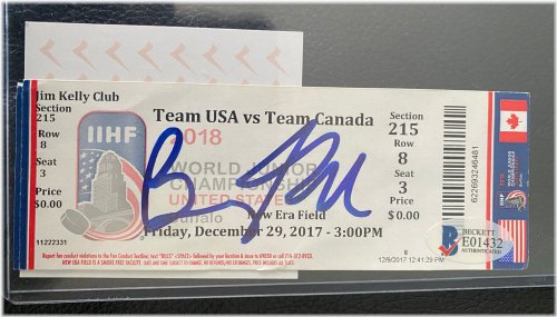 Tkachuk's World Juniors Hockey Ticket with Signature - Beckett Certified