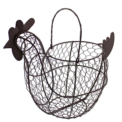 Harvest Basket" - Rustic Brown Wire Basket with Handle for Home Decor