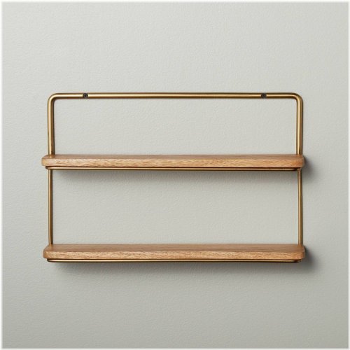 Brass & Wood Double Wall Shelf - Hearth & Hand with Magnolia