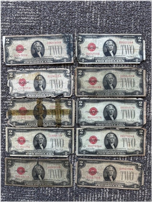 1928 Red Seal Two Dollar United States Notes - Lot of 4, Below Cull Grade