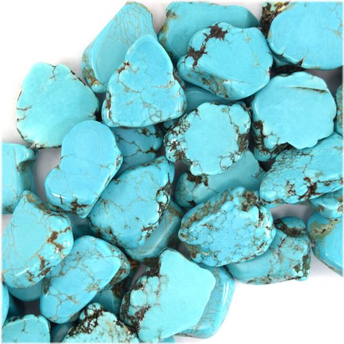 Turquoise Slice Nugget Beads - Blue Freeform 15" Strand