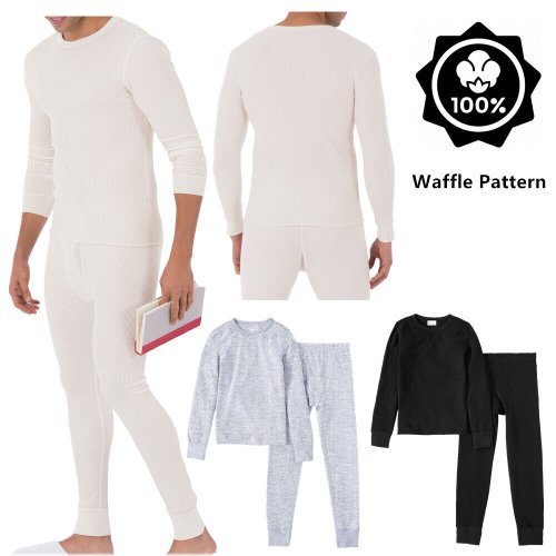 Cotton Waffle Knit Thermal Set for Men