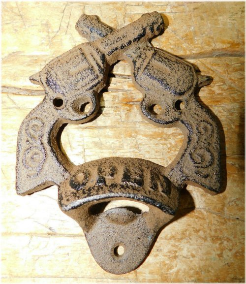 Double Pistol Bottle Opener Wall Mount - Texas Style