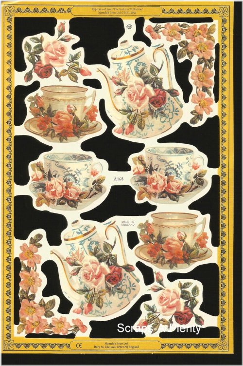 Embossed Tea Cup Die Cut Scrap - Vintage Style Mamelok Design A168