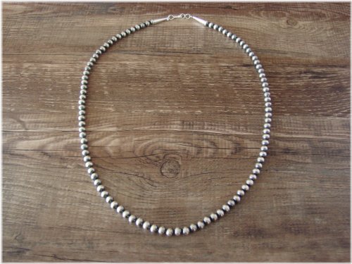Silver Navajo Pearl Hand-Strung Necklace