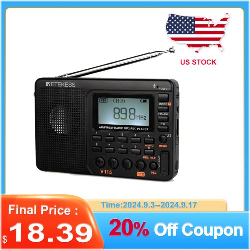 V115 Portable Digital Radio and MP3 Player by Retekess