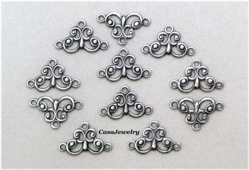 Silver Filigree Connector Set