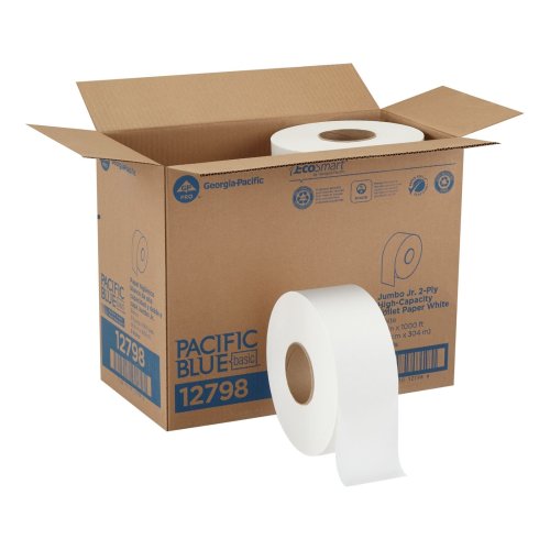 Jumbo White Toilet Tissue Rolls - 8 Count