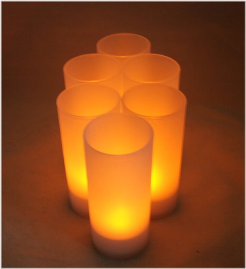 Flameless Flicker Tealights with Rechargeable Batteries and Charger Set