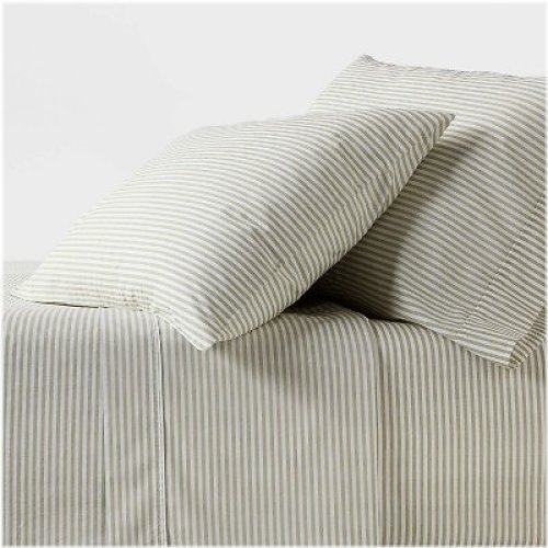 Everyday Stripe Organic Percale Sheet Set