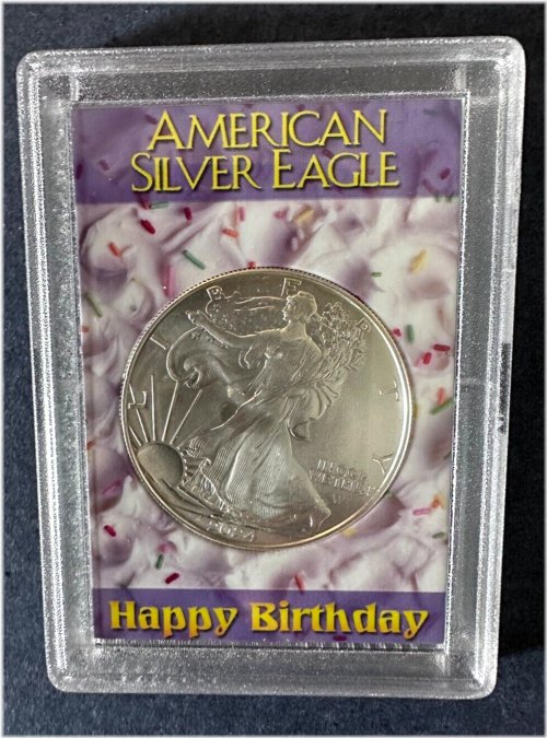 American Silver Dollar in Birthday Holder