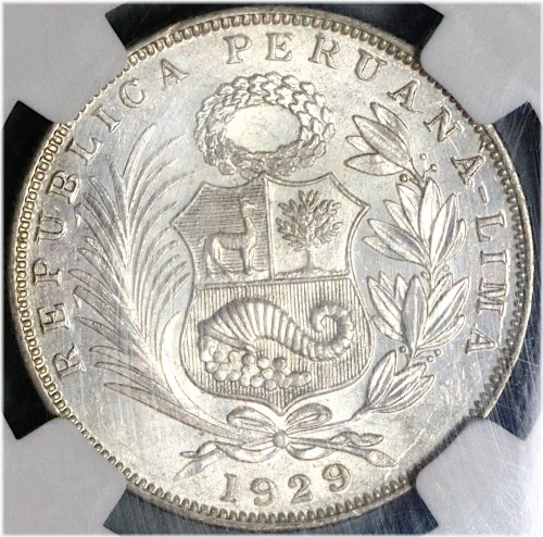 1929 Seated Liberty Silver Coin from Peru