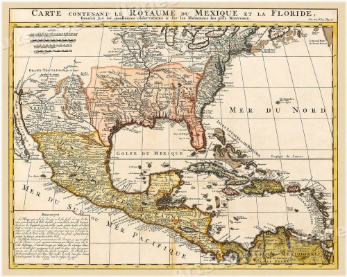 Florida and Mexico in 1719: A Vintage Wall Map