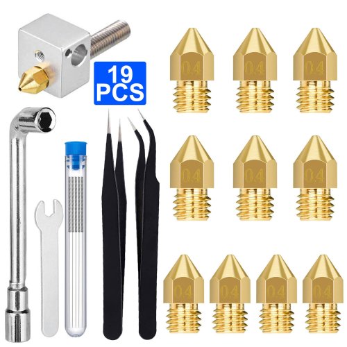 Brass Nozzle Kit for 3D Printers - 19 Piece Set