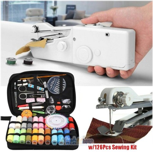 StitchPro Handheld Sewing Machine Kit with 126-Piece Set