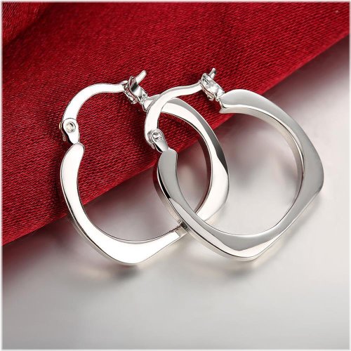 Silver Square Hoop Earrings