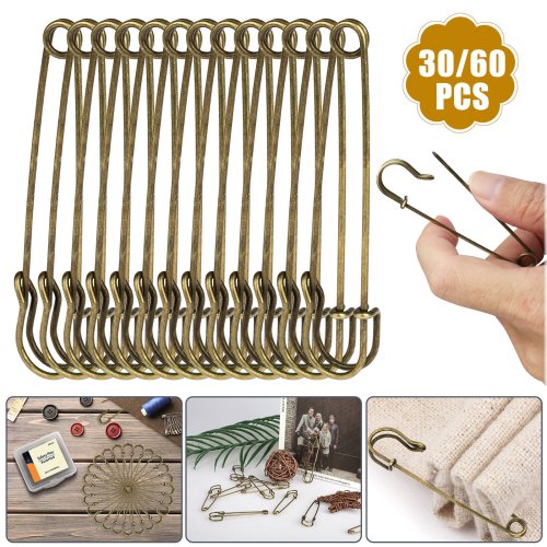 Stainless Stitching Set: 60 Heavy Duty Safety Pins for Sewing, Crafting, and Jewelry