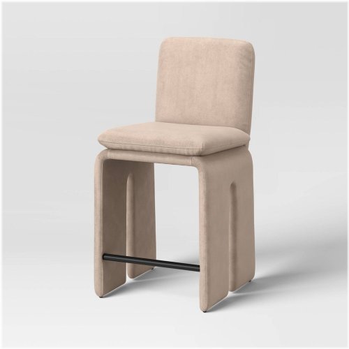 Tan Sculptural Counter Stool