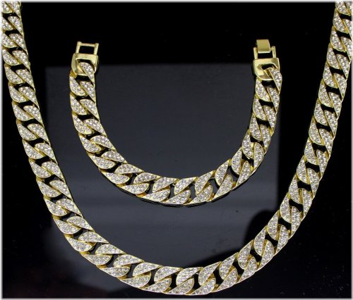 Gold Plated Cuban Link Jewelry Set