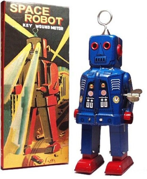 Blue Sparky Space Tin Robot