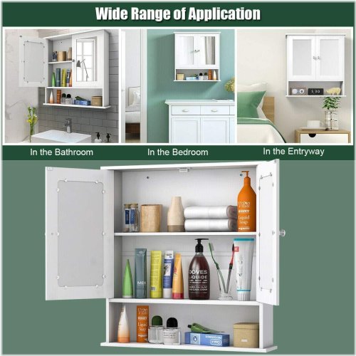 Mirrored Wall Cabinet with Adjustable Shelf for Bathroom Essentials