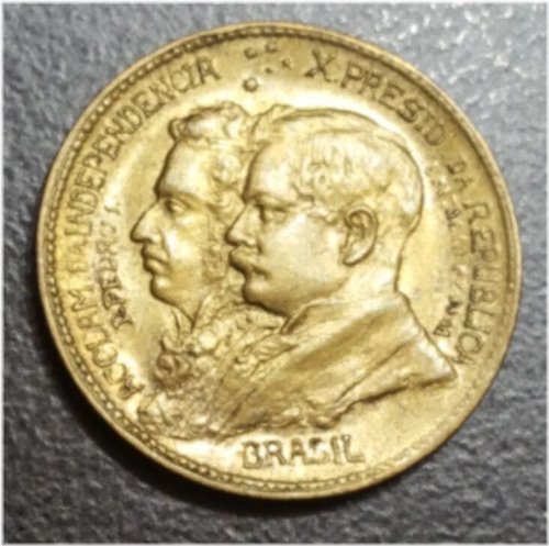 Dom Pedro President Pessoa Brasil 1922 500 Reis AU Coin