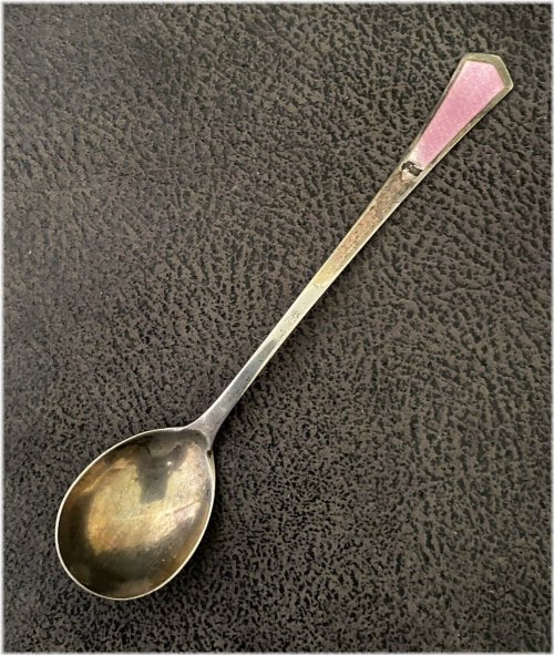 Pink Enamel Sterling Silver Spoon