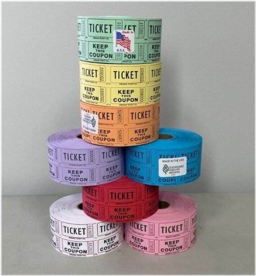 Pot Split Raffle Tickets - Roll of 1000 with Double Stub for Fundraising Events