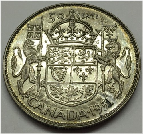 Canadian Silver Half Dollar Coin - 1951 Edition