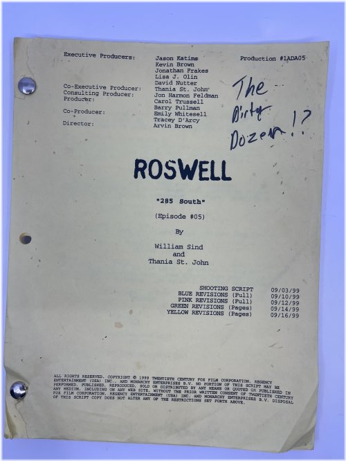 Roswell 1999 TV Shooting Script S1 Ep6 '285 South' by William Sind