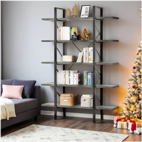 Rustic Industrial Open Storage Bookshelf