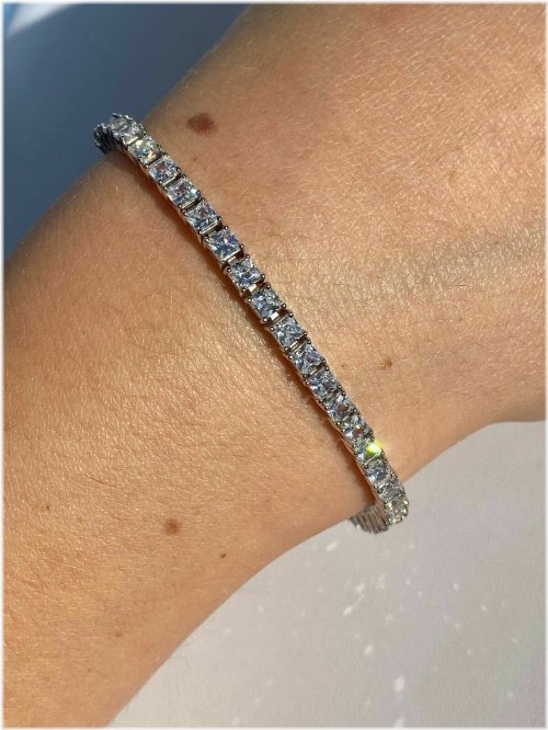 Princess Baguette CZ Square Tennis Bracelet