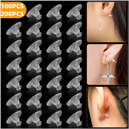 Clear Earring Backs with Safety Ear Stoppers