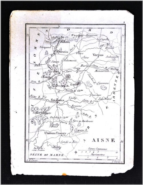 Antique French Miniature Map - Aisne Region