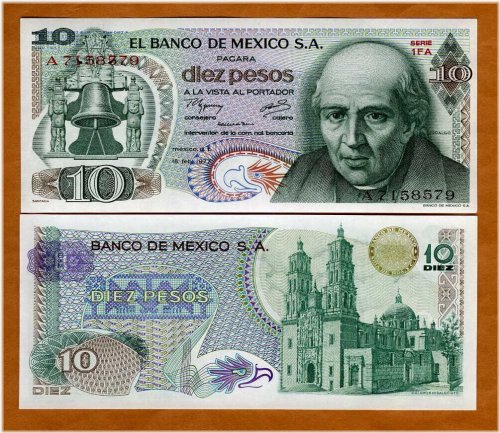 Mexican 10 Pesos Banknote, 11-2-1977, P-63i, UNC