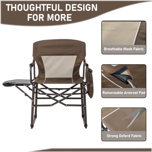 Rustic Retreat Foldable Chair with Convenient Side Table