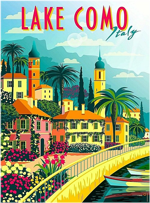 Vintage Lake Como Art Print