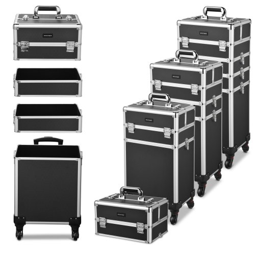 Black 4in1 Rolling Makeup Train Case