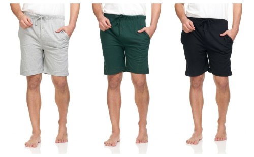 Cotton Knit Lounge Shorts for Men with Pockets