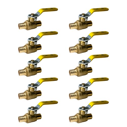 Brass Full Port Ball Valves (Pack of 10) - Lead-Free PEX Shut Off Valves