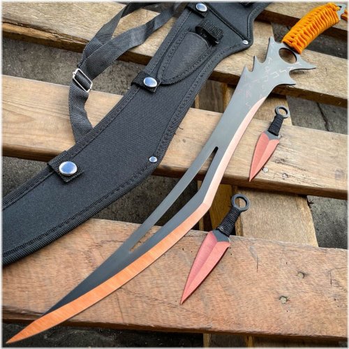 Zombie Hunter Machete Set with Throwing Knives