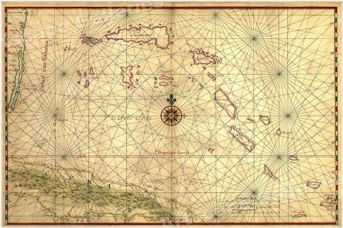 Caribbean Cartography: Cuba 1650 Map with Bahamas, 16x24