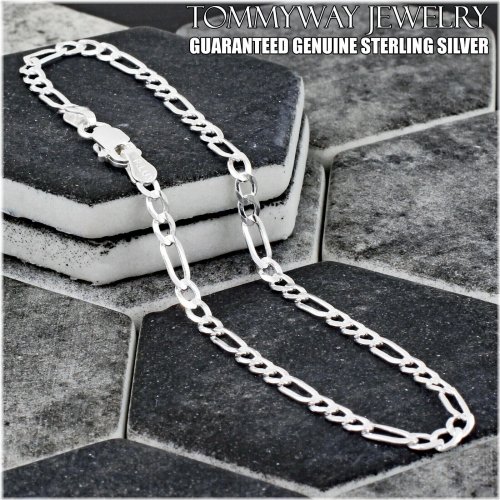 Figaro Chain Anklet in Sterling Silver