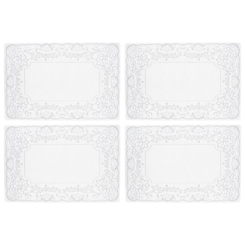 White Lace Vinyl Placements, Set of 4
